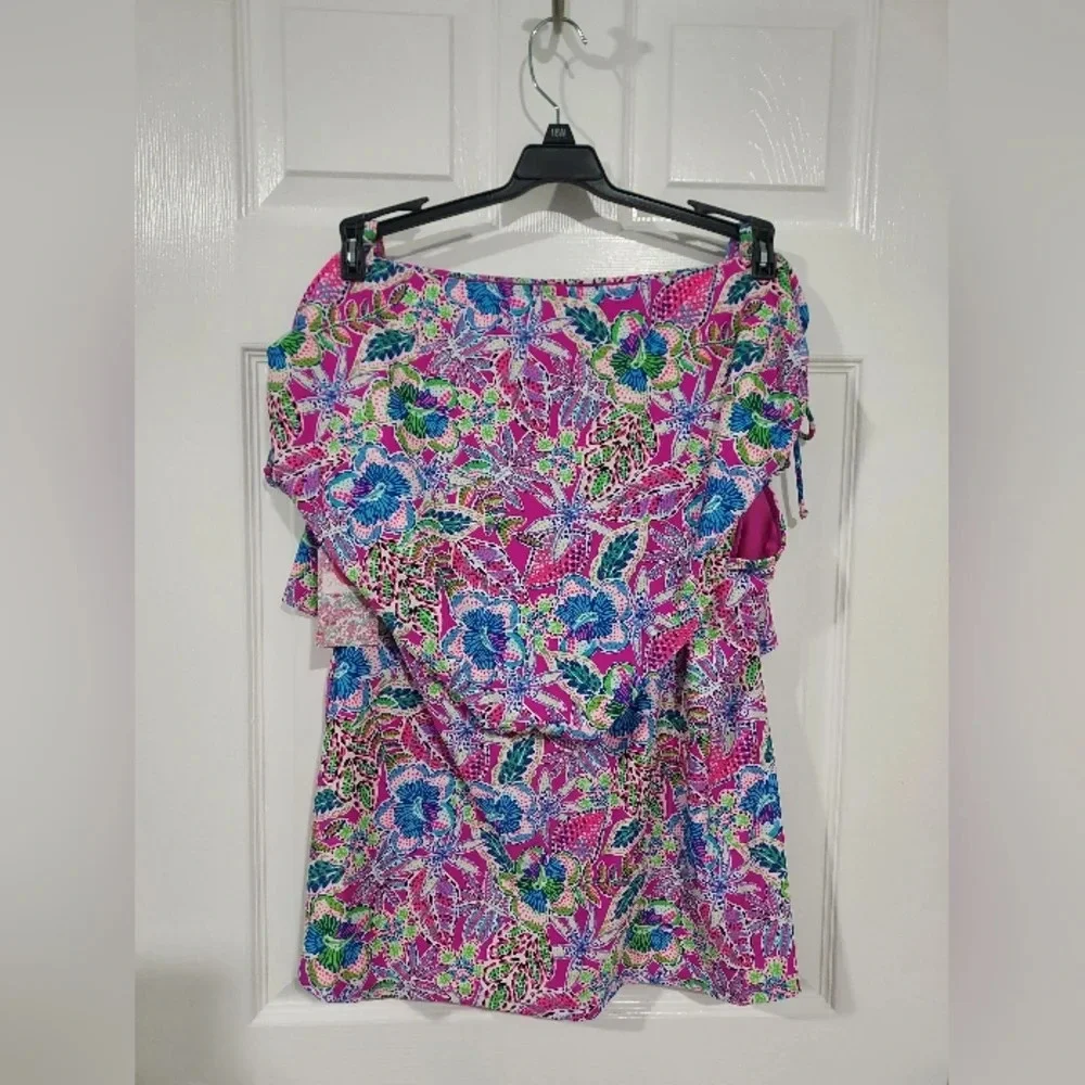 NWT Stella Parker Collection Plus Size Multicolor Floral Two Piece Swim Size 18W
